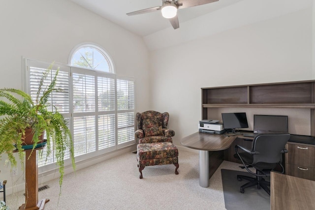 7125 Locksley Ln, Fairview, TN 37062 - carpeted office space with a ceiling fan and high vaulted ceiling
