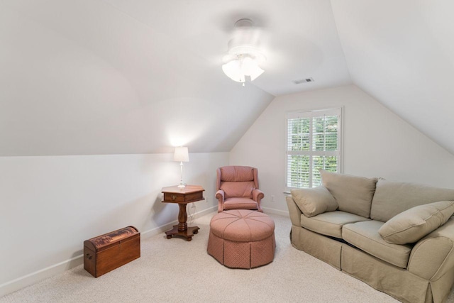 7125 Locksley Ln, Fairview, TN 37062 - sitting room with lofted ceiling, carpet, and a ceiling fan
