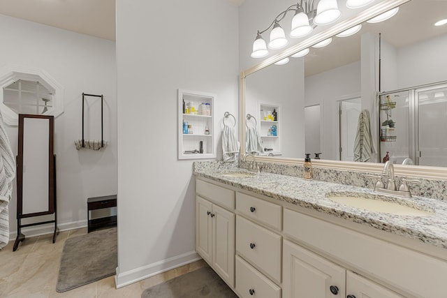 29 Harbor Pt, Lebanon, TN 37087 - bathroom featuring double vanity, a stall shower, and tile patterned flooring