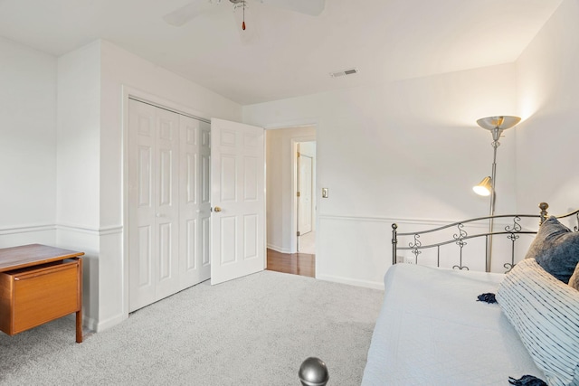 513 Foxcroft Cir, Franklin, TN 37067 - bedroom featuring carpet floors, a ceiling fan, and a closet