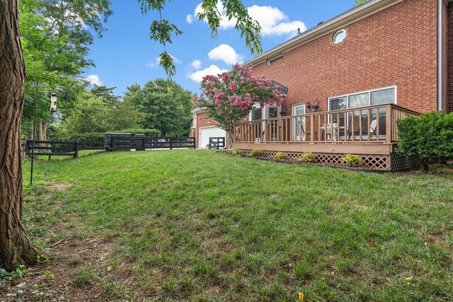 513 Foxcroft Cir, Franklin, TN 37067 - fenced backyard featuring a deck and a garage