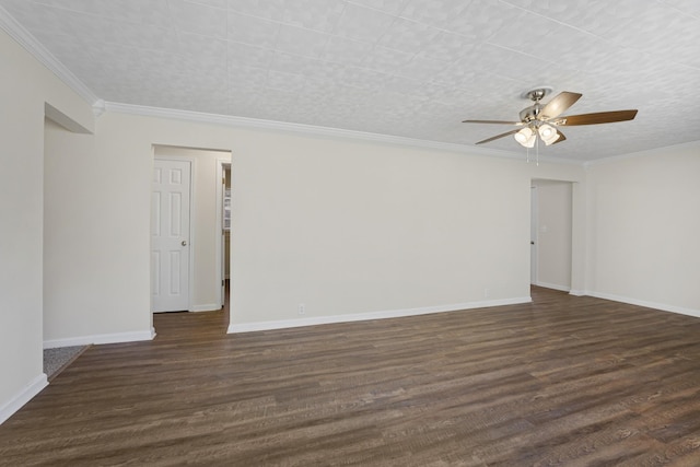 1120 Union Rd, Dickson, TN 37055 - empty room with ceiling fan, crown molding, and dark wood-style flooring