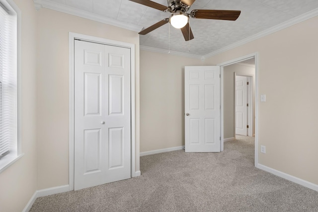 1120 Union Rd, Dickson, TN 37055 - unfurnished bedroom with carpet, a closet, a ceiling fan, and crown molding