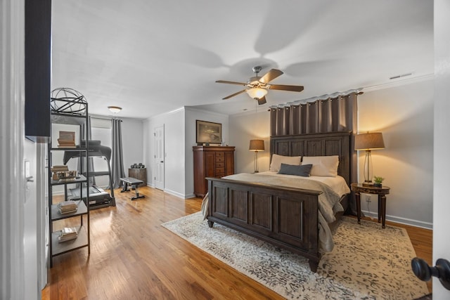7767 Lynnle Way, Hixson, TN 37343 - bedroom featuring crown molding, wood finished floors, and ceiling fan