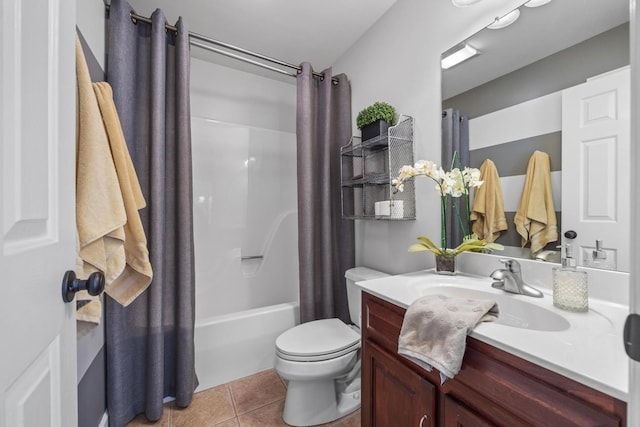 7767 Lynnle Way, Hixson, TN 37343 - bathroom featuring vanity, tile patterned flooring, and shower / bath combo with shower curtain