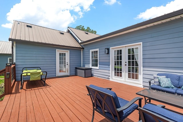 1786 Rocky Glade Rd, Eagleville, TN 37060 - wooden terrace with french doors and an outdoor hangout area