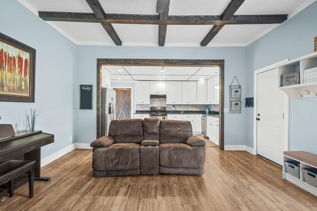 1786 Rocky Glade Rd, Eagleville, TN 37060 - living area featuring wood finished floors and beam ceiling
