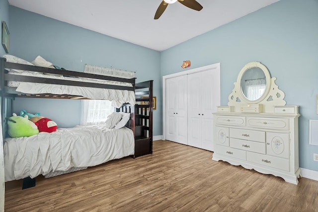 1786 Rocky Glade Rd, Eagleville, TN 37060 - bedroom with wood finished floors, a closet, and a ceiling fan