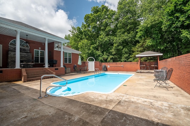 130 Fairway Cir, Loretto, TN 38469 - view of swimming pool with a patio area, a ceiling fan, and a gazebo