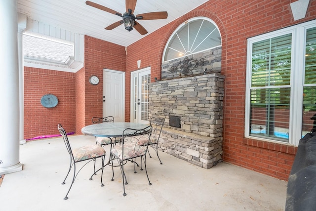130 Fairway Cir, Loretto, TN 38469 - view of patio / terrace featuring a ceiling fan and outdoor dining area