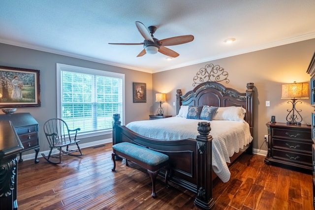 130 Fairway Cir, Loretto, TN 38469 - bedroom featuring crown molding, wood finished floors, and ceiling fan