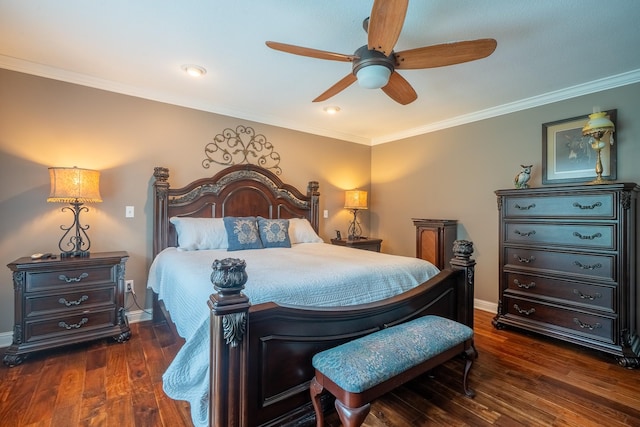 130 Fairway Cir, Loretto, TN 38469 - bedroom featuring wood finished floors, ornamental molding, and a ceiling fan