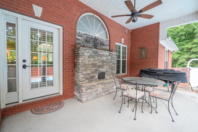 130 Fairway Cir, Loretto, TN 38469 - view of patio / terrace with ceiling fan, outdoor dining space, and area for grilling