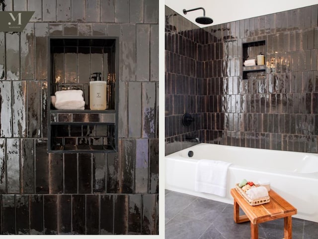 1572 Madison St, Chattanooga, TN 37408 - full bathroom featuring tile patterned floors, shower / washtub combination, and tile walls