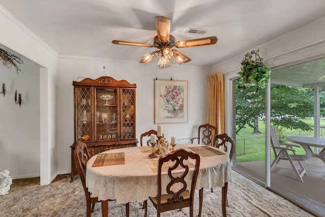 5007 Olivia Dr, Antioch, TN 37013 - dining area featuring ornamental molding and ceiling fan
