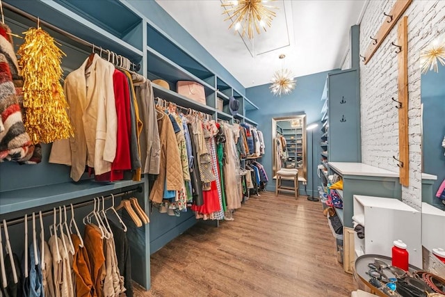 422 N Academy St, Murfreesboro, TN 37130 - walk in closet featuring wood finished floors and attic access