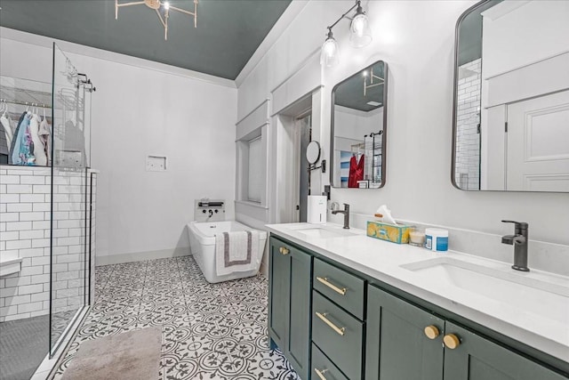 422 N Academy St, Murfreesboro, TN 37130 - full bath featuring double vanity, a freestanding bath, and a shower stall