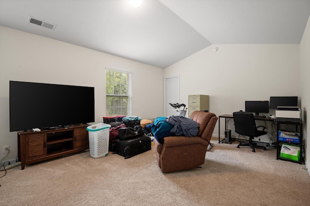 15252 Foamflower Ln, Sale Creek, TN 37373 - office featuring carpet flooring and vaulted ceiling