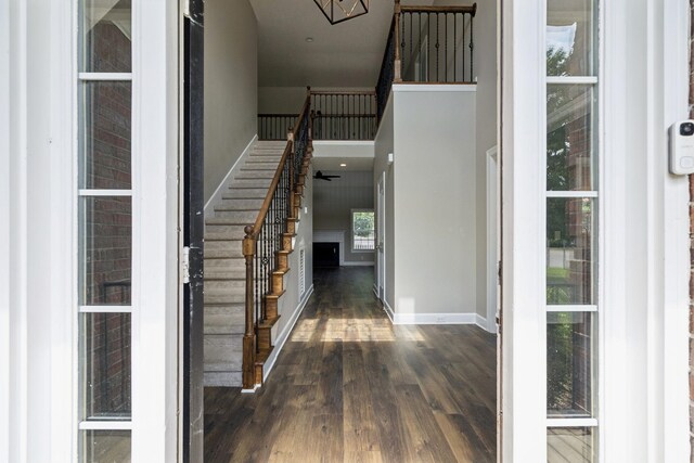1704 Satterfield Ct, Murfreesboro, TN 37128 - foyer entrance featuring dark wood-style flooring and stairway