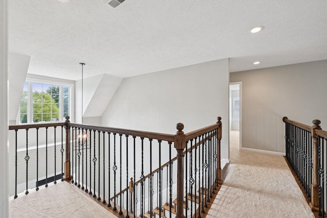 1704 Satterfield Ct, Murfreesboro, TN 37128 - corridor featuring an upstairs landing, recessed lighting, carpet floors, and a textured ceiling