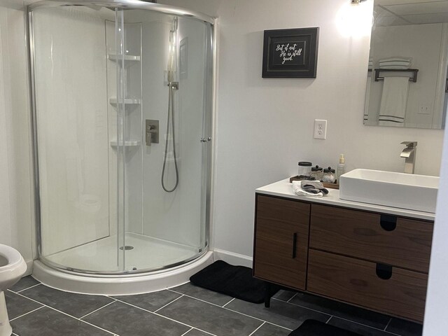 236 N Carolina Ave, Sewanee, TN 37375 - bathroom with a stall shower, vanity, and tile patterned flooring