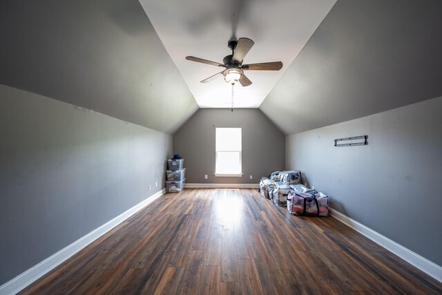 6853 Manassas Gap Ln, Hixson, TN 37343 - additional living space featuring wood finished floors, vaulted ceiling, and ceiling fan