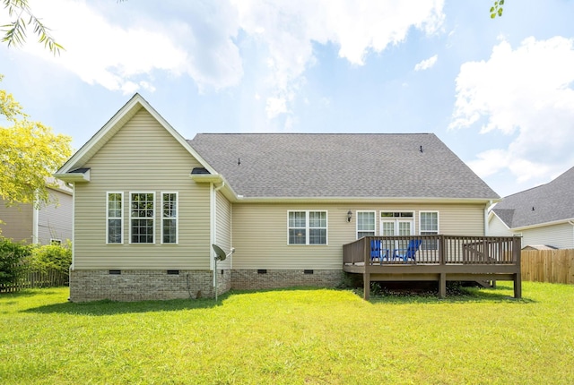 6853 Manassas Gap Ln, Hixson, TN 37343 - rear view of house featuring crawl space, a deck, and a shingled roof