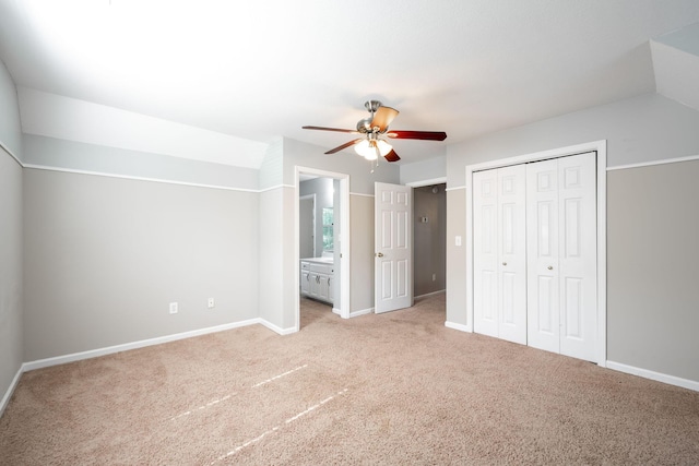 270 Autumn Trl, Ringgold, GA 30736 - unfurnished bedroom with light colored carpet, a closet, ceiling fan, and ensuite bathroom