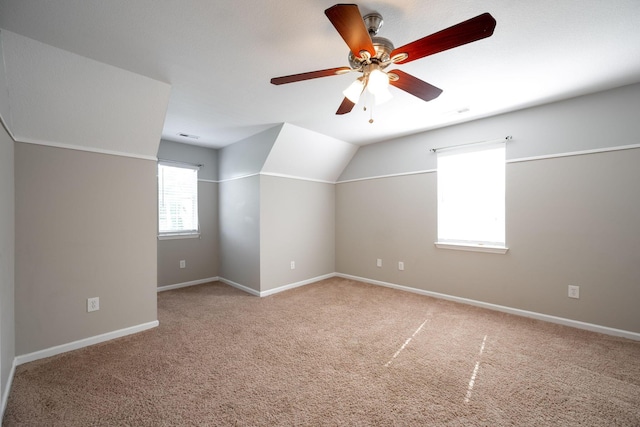 270 Autumn Trl, Ringgold, GA 30736 - additional living space featuring carpet flooring, a ceiling fan, and vaulted ceiling