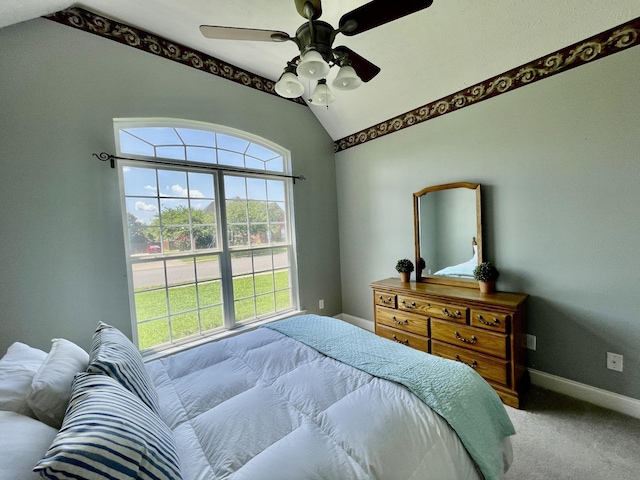 2714 Maylon Dr, Murfreesboro, TN 37128 - carpeted bedroom with lofted ceiling, multiple windows, and a ceiling fan