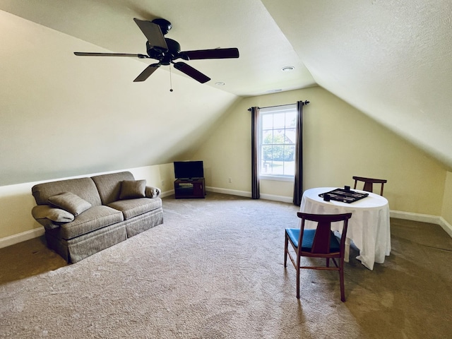 2714 Maylon Dr, Murfreesboro, TN 37128 - additional living space with carpet, vaulted ceiling, and ceiling fan