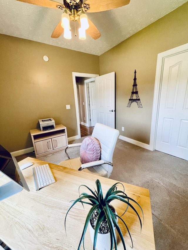 2714 Maylon Dr, Murfreesboro, TN 37128 - carpeted bedroom with a ceiling fan and a textured ceiling
