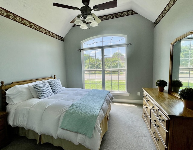 2714 Maylon Dr, Murfreesboro, TN 37128 - bedroom with vaulted ceiling, light colored carpet, and ceiling fan
