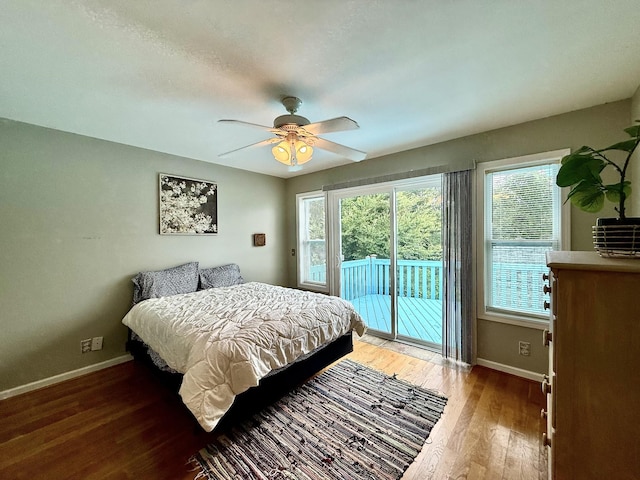 465 Turtle Point Ln, Waverly, TN 37185 - bedroom featuring access to exterior, wood finished floors, and a ceiling fan