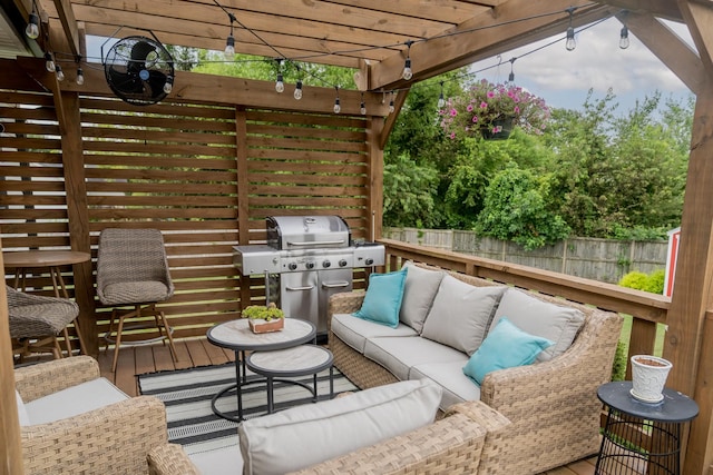 108 Larry Joe Pl, Portland, TN 37148 - fenced backyard featuring an outdoor hangout area, a pergola, a wooden deck, and area for grilling