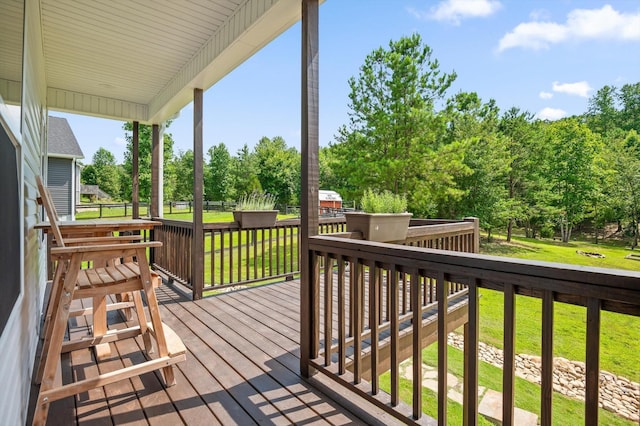 3767 Lee Pike, Soddy Daisy, TN 37379 - wooden terrace featuring a yard and view of wooded area