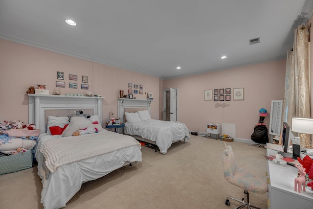 2485 Old Natchez Trce, Franklin, TN 37069 - bedroom with ornamental molding, carpet, and recessed lighting