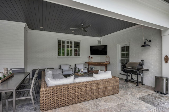 2485 Old Natchez Trce, Franklin, TN 37069 - view of patio / terrace featuring area for grilling, an outdoor hangout area, and a ceiling fan