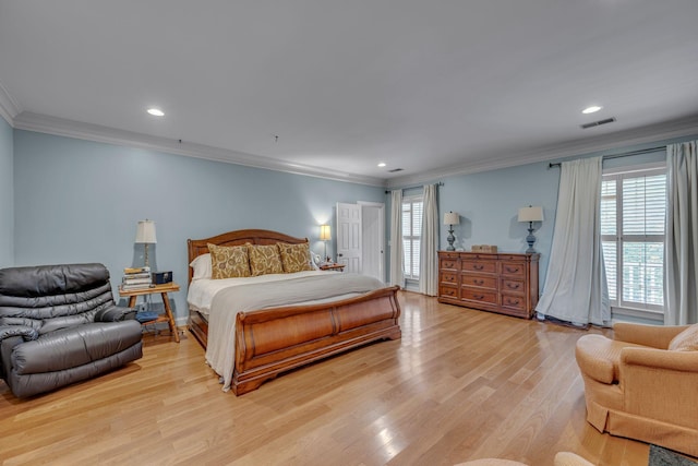 2485 Old Natchez Trce, Franklin, TN 37069 - bedroom with crown molding, light wood-type flooring, and recessed lighting