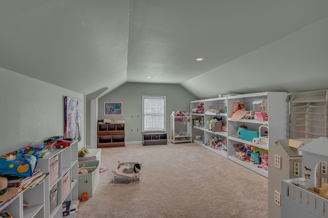 2485 Old Natchez Trce, Franklin, TN 37069 - recreation room featuring vaulted ceiling, carpet, and recessed lighting