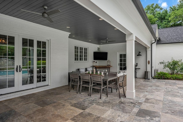 2485 Old Natchez Trce, Franklin, TN 37069 - view of patio / terrace featuring ceiling fan, french doors, and outdoor dining area
