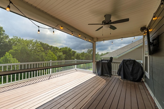 222 Fowler Cir, Franklin, TN 37064 - wooden terrace featuring ceiling fan and area for grilling