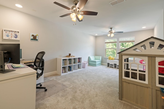 222 Fowler Cir, Franklin, TN 37064 - carpeted office space with ceiling fan and recessed lighting