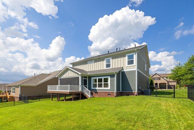 222 Fowler Cir, Franklin, TN 37064 - rear view of property with board and batten siding, a sunroom, a fenced backyard, and crawl space