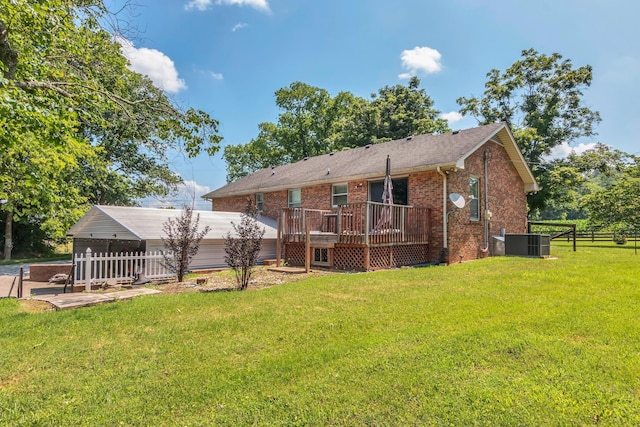3349 Sweeney Hollow Rd, Franklin, TN 37064 - rear view of house featuring a deck and brick siding