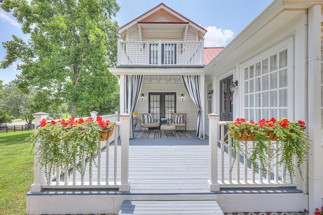 9710 Concord Rd, Brentwood, TN 37027 - wooden terrace with french doors