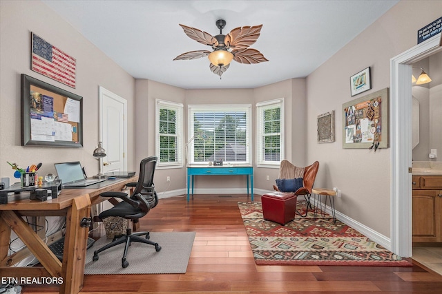 145 Pineridge Loop, Crossville, TN 38558 - office with wood finished floors and a ceiling fan