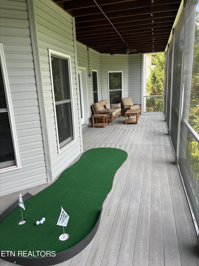 145 Pineridge Loop, Crossville, TN 38558 - deck with a putting area and ceiling fan