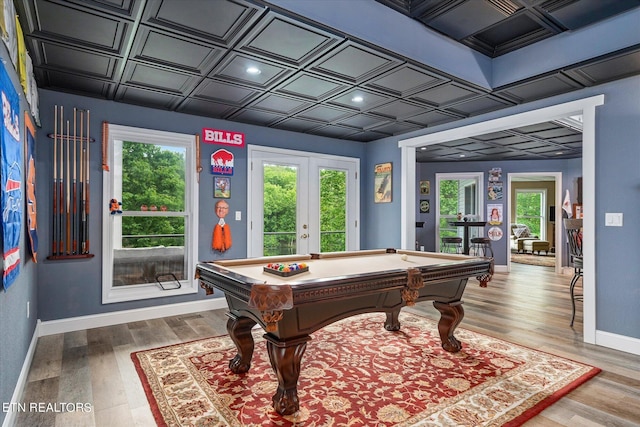 145 Pineridge Loop, Crossville, TN 38558 - recreation room featuring plenty of natural light, wood finished floors, billiards table, french doors, and an ornate ceiling