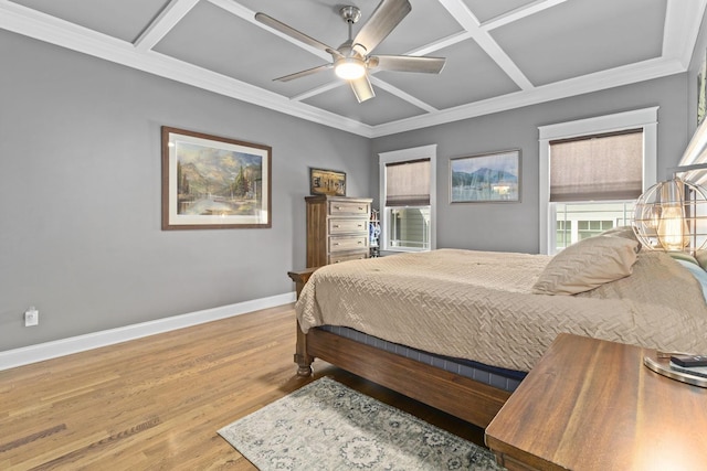 4252 Inlet Loop, Chattanooga, TN 37416 - bedroom featuring coffered ceiling, wood finished floors, crown molding, and a ceiling fan